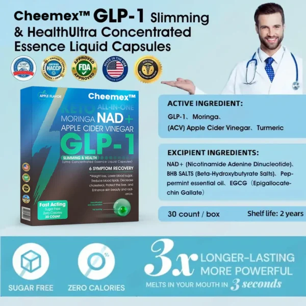 [Official Authorized Store] Cheemex™ GLP-1 Slimming & Health Ultra Concentrated Essence Liquid Pearls – NAD+ Moringa & ACV (✅speedy, long-lasting, addressing diabetes, obesity, and cardiovascular diseases) – ⚡Developed by the Obesity Society