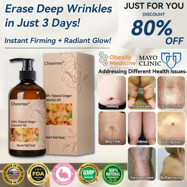 🔥 𝐂𝐥𝐢𝐧𝐢𝐜𝐚𝐥𝐥𝐲 𝐒𝐭𝐮𝐝𝐢𝐞𝐝 | 𝐎𝐟𝐟𝐢𝐜𝐢𝐚𝐥 𝐒𝐭𝐨𝐫𝐞 | Cheemex® 𝐆𝐢𝐧𝐠𝐞𝐫 𝐒𝐥𝐢𝐦𝐦𝐢𝐧𝐠 𝐎𝐢𝐥 – 🌿𝐁𝐞𝐥𝐥𝐲 𝐅𝐚𝐭, 𝐁𝐥𝐨𝐚𝐭𝐢𝐧𝐠, 𝐂𝐞𝐥𝐥𝐮𝐥𝐢𝐭𝐞, 𝐒𝐥𝐨𝐰 𝐌𝐞𝐭𝐚𝐛𝐨𝐥𝐢𝐬𝐦, 𝐋𝐲𝐦𝐩𝐡𝐚𝐭𝐢𝐜 𝐒𝐭𝐚𝐠𝐧𝐚𝐭𝐢𝐨𝐧 & 𝐌𝐨𝐫𝐞